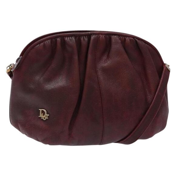 DIOR Shoulder Bag Leather Red Gold - Picture 1 of 12